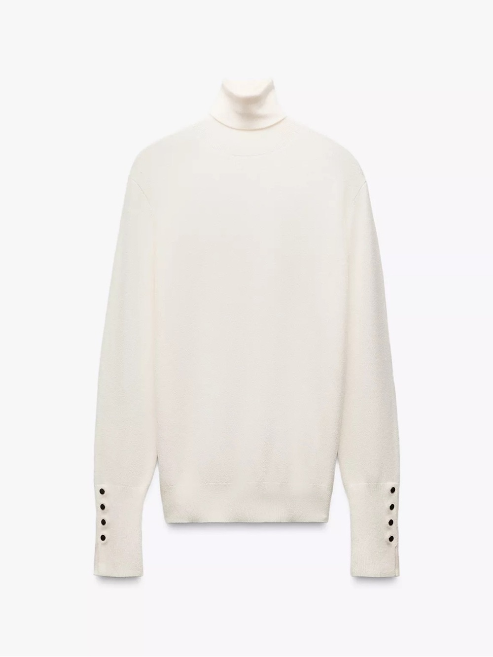 Zara Cream Turtleneck Sweater with Button Cuffs